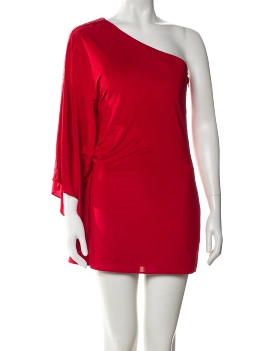 Jovani Red One-Shoulder Dress with Silver Detailing in Size 2